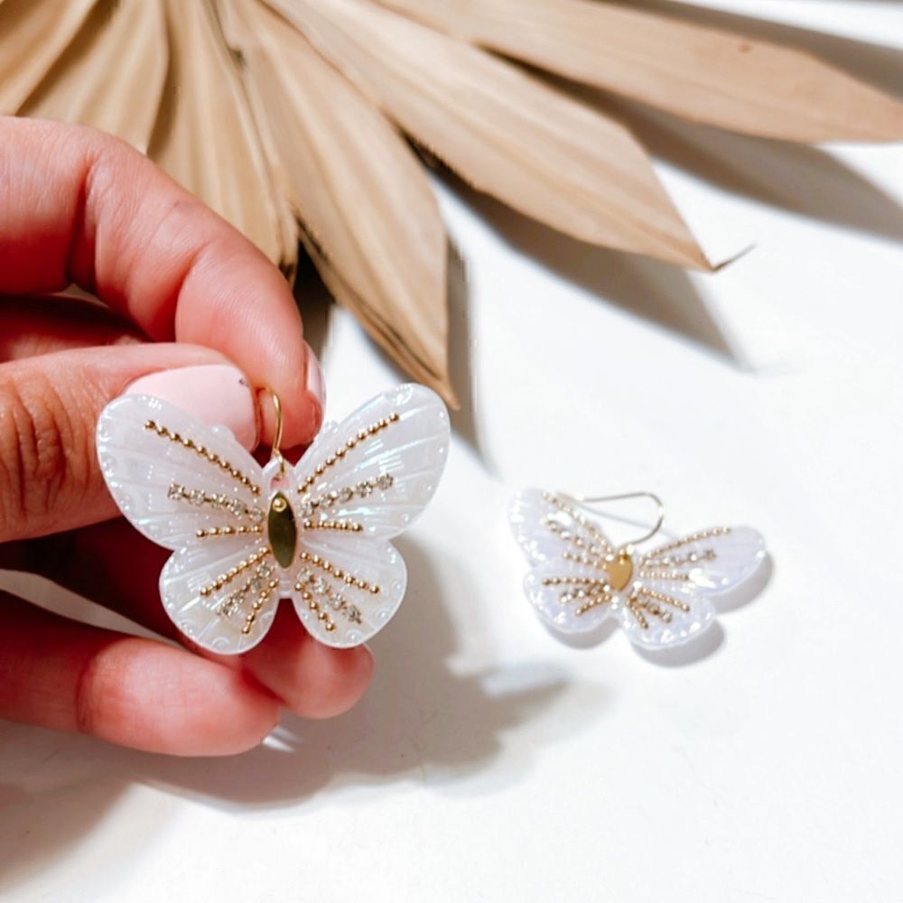 Butterfly dangle earrings S513 - Picture 2 of 2